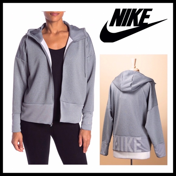 Nike Jackets & Blazers - NIKE GREY HOODIE ZIP UP FRONT HOODED JACKET A2C